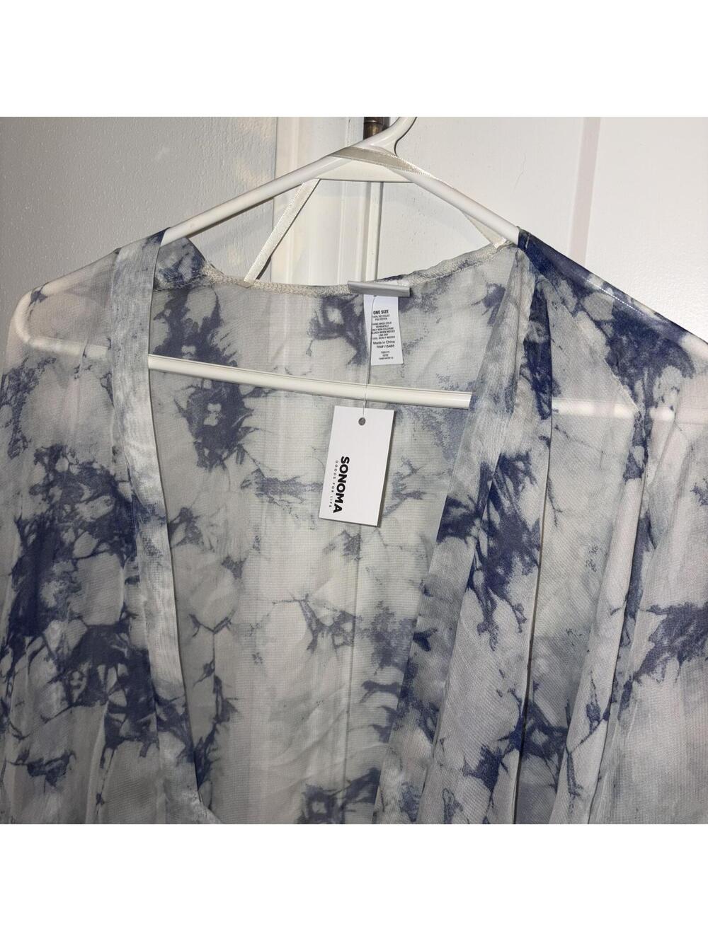 Sonoma New $50 One Size Open Front Sheer Tie-Dye Kimono Cardigan Womans - Picture 4 of 9